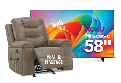 Hisense 58" ROKU TV + Heat and Massage Recliner